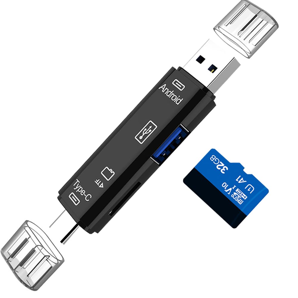 5 in 1 Multi-Function SD Card Reader, Micro SD/TF Memory Card Reader, Micro SD to USB C OTG Adapter Compatible with MacBook Pro, Galaxy S21 S22 S23, PC, Android Devices and More