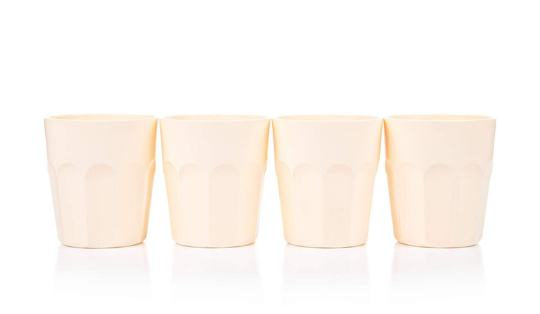 Mintra Home Unbreakable Drinking Cups and Tumblers 4PK - Shatterproof, BPA Free, Reusable, Party Cups, BBQ, Colorful Set, indoors and outdoors (Cream, Small - 12oz)