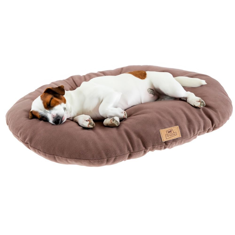 Ferplast Medium Dog Bed RELAX MICROFLEECE 78, Soft and Washable Medium Dog Cushion, Taupe