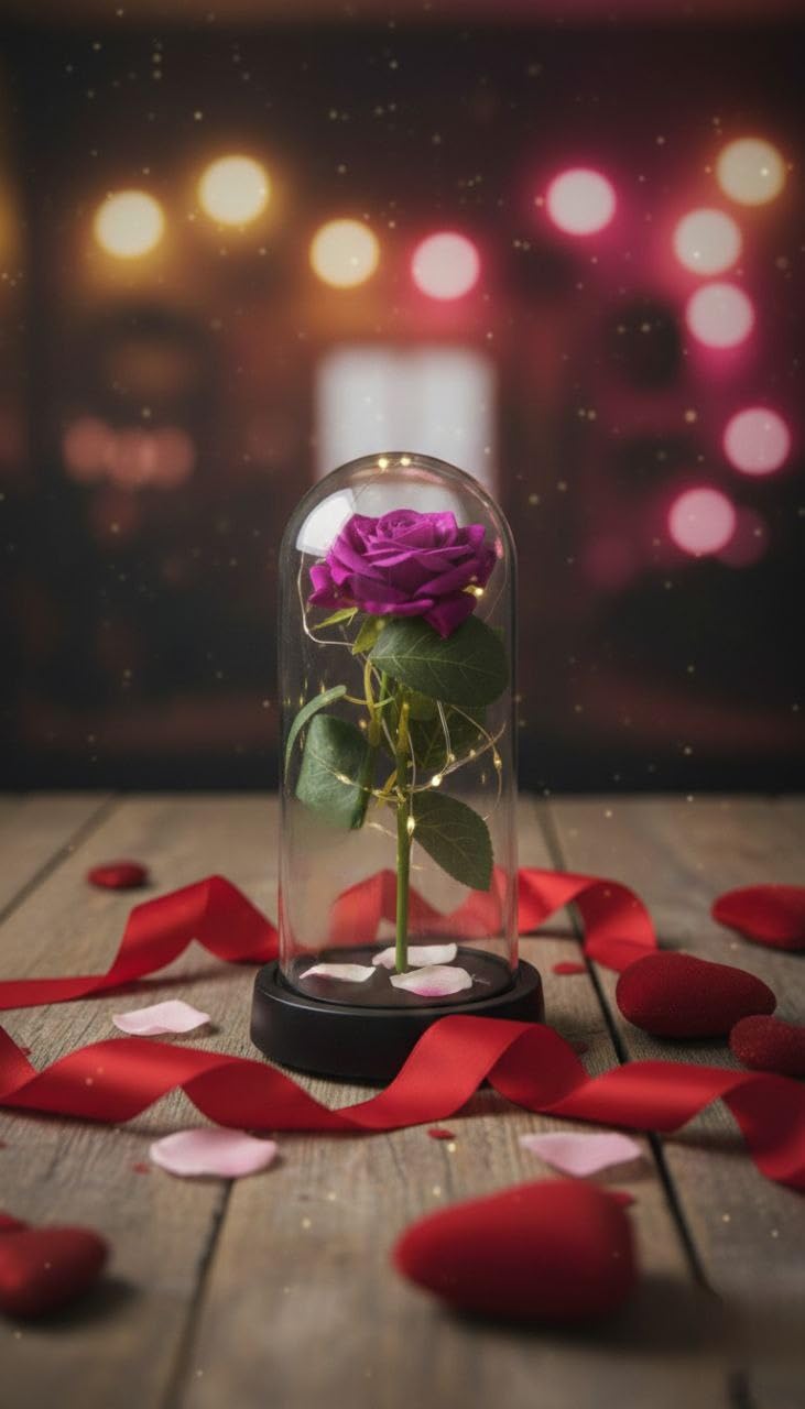 Gifts for Women Eternal Rose in Glass, Girlfriend Gift, Beauty and the Beast Inspired Wedding Anniversary Gift for Wife Girlfriend Valentine's Day Birthday Christmas Mom Gifts (Figure 6)