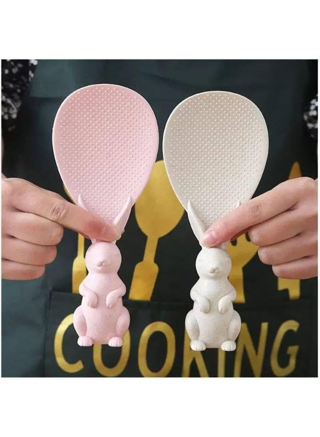 Rabbit-Shaped Wheat Straw Rice Spoon â€“ Stand-Up Non-Stick Rice Shovel for Rice Cookers, Creative Cartoon Design, 1PC, Random Color