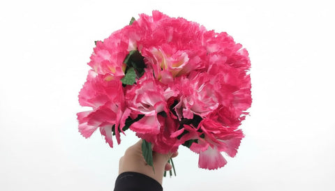 Artificial Carnation Flowers Bouquet – 10 Stems 35cm Long – High Quality Silk Petals Non-Fading – Home Decoration, Party, Photography (Multiple Colors Available) (Pink)