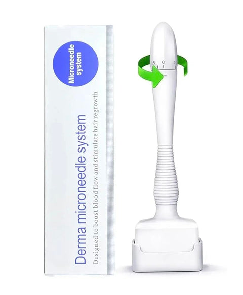 SouqKado Adjustable Microneedle Derma Roller Pen Reusable Derma Roller Pen with Needle Cover Skin Care Tools for Face Body Hair Growth Beard (Blue Mark Box)