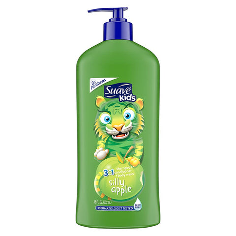 Suave kids 3 in 1 shampoo, conditioner and body wash with apple scent, 532 ml