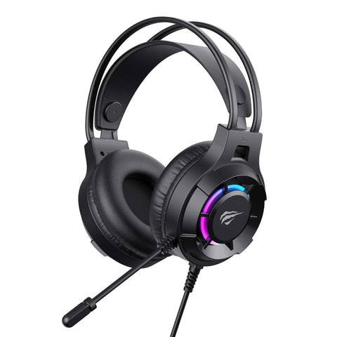 Havit H2049d Gaming Headphones Black with Microphone RGB Lighting Speaker 50mm 3.5mm Plug Black
