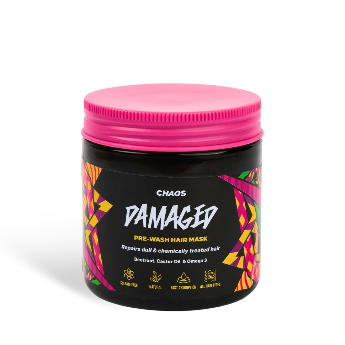 CHAOS Damaged Pre-Wash Hair Mask – Repairs Dull & Chemically Treated Hair – With Beetroot, Castor Oil & Omega 3 – Sulfate-Free, Fast Absorption – All Hair Types – 300ml