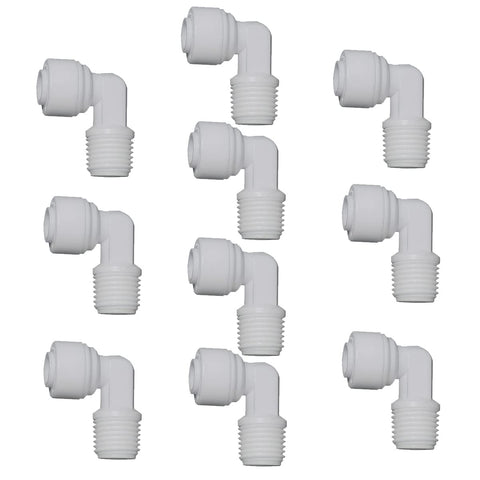 Water Tube Fitting,Quick Push to Connect,Male Elbow Thread Union 1/4" to 1/4" OD,for RO System,Filter,Drinking,Purifier Pack of 10（L Type