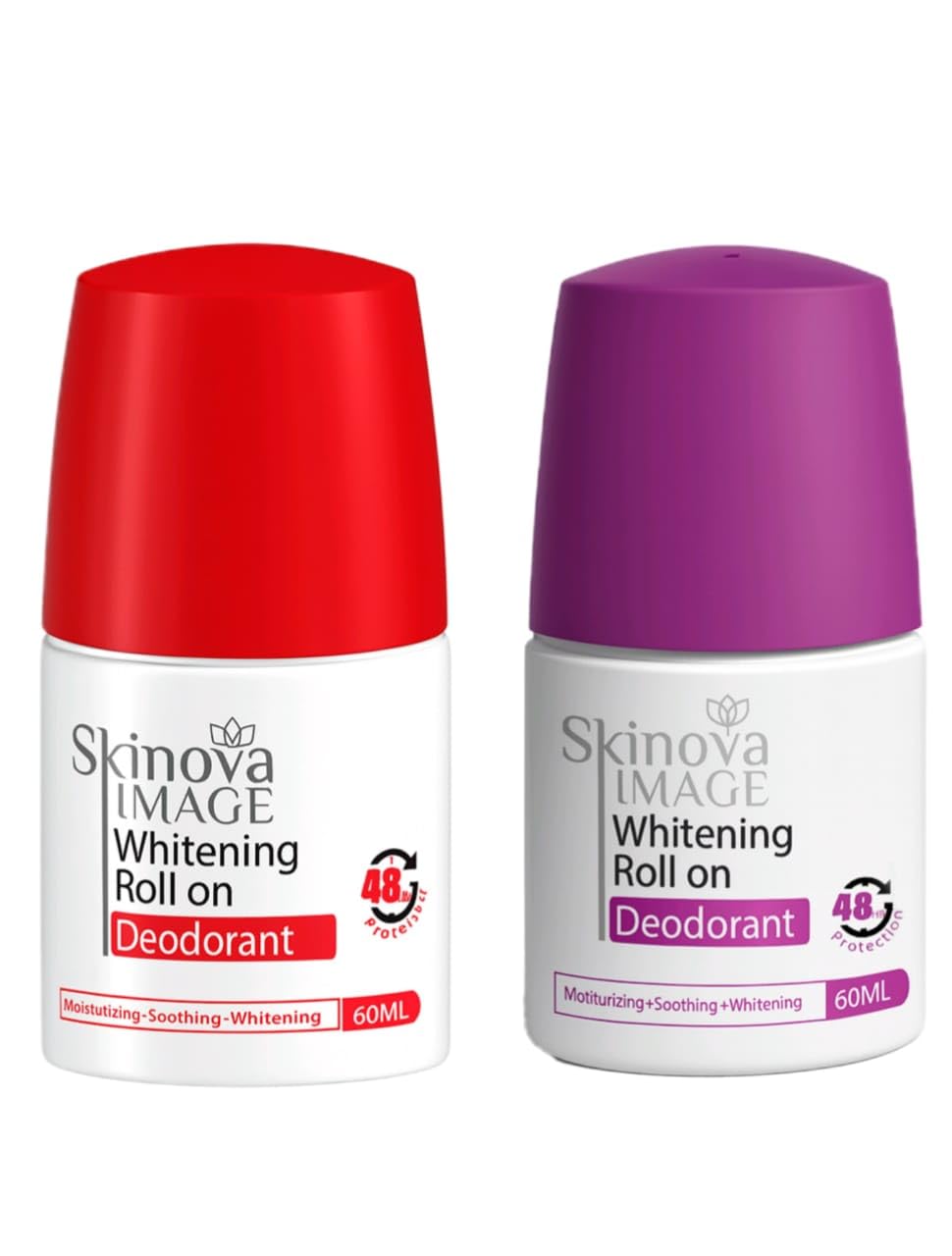 Whitening Roll-On Deodorant, Moisturizing & Soothing 48 Hour Protection, 60ml 1+1 Rose & Berry