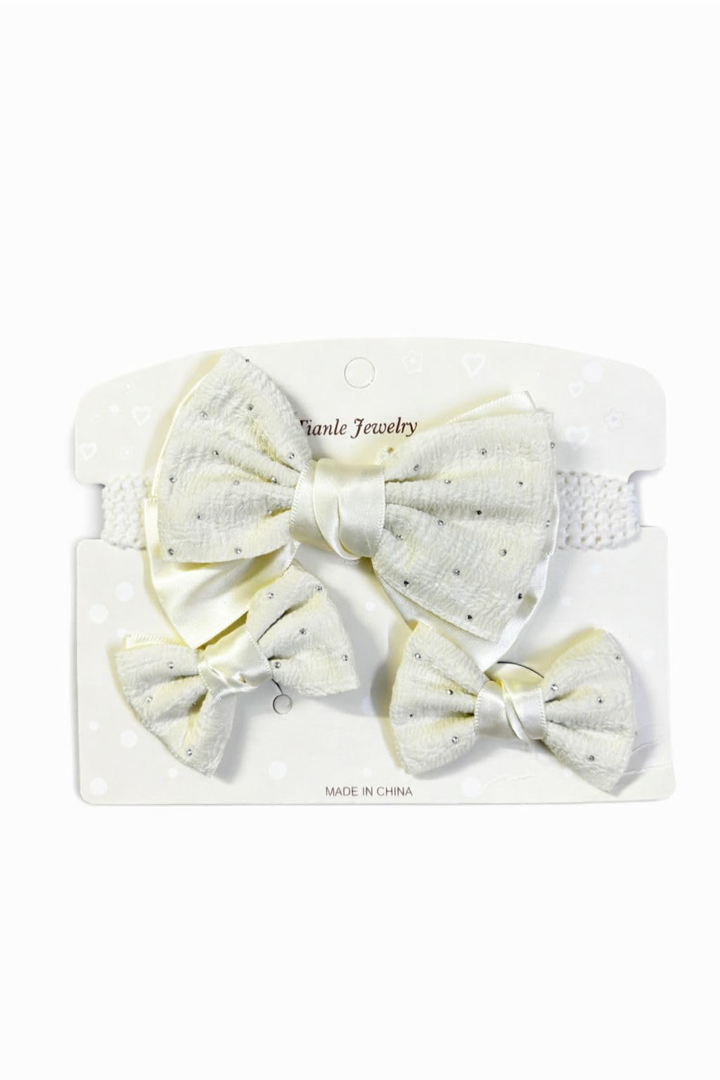 Kids Bow Set 3 Pieces (Headband + 2 Clips) – Stylish and Soft Design, Comfortable Hair Accessories with Good Stability, Suitable for Daily Use and Occasions (White & Green)