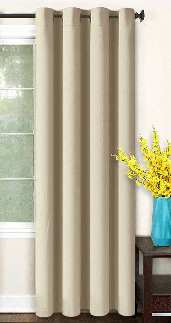 Cartela thermal insulated blackout room darkening grommet curtains (beige, 132 x 214cm)