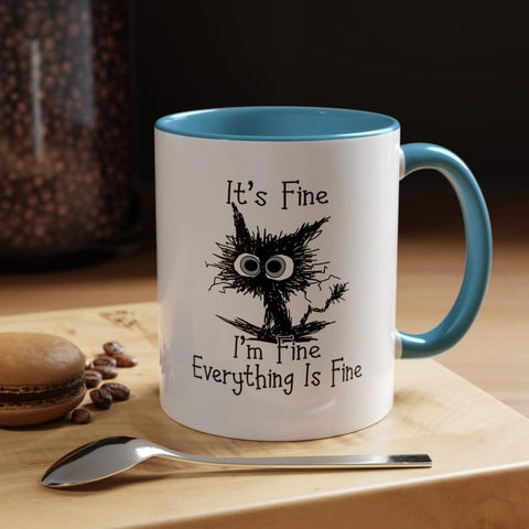 It's Fine I'm Fine Everything is Fine Coffee Mug, Funny, Humor, Cartoon, Gift for Her Him, Present, Birthday, Holiday - Light bule