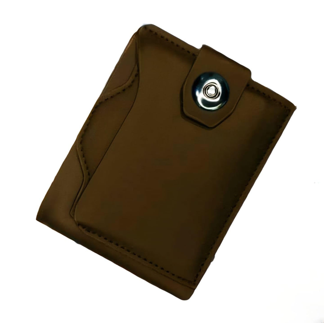 Luxury Men's Leather Wallet with Detachable Card Holder, Clear ID, Metal Closure, Available in Brown, Black and Light Brown (Dark Brown-Horizontal)