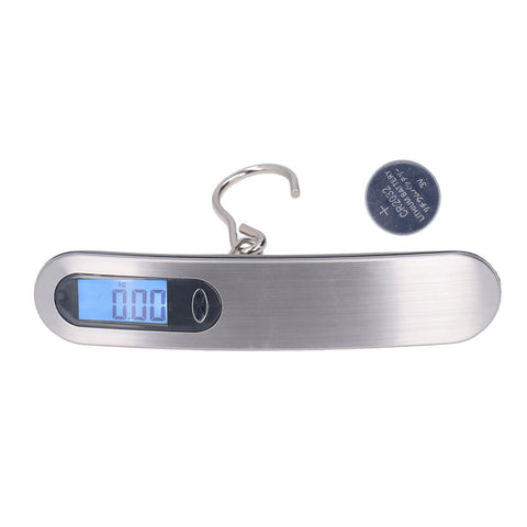 BigKing Electronic Hook Scale, 50kg Portable Digital Luggage Fishing Scale with Battery, Silver