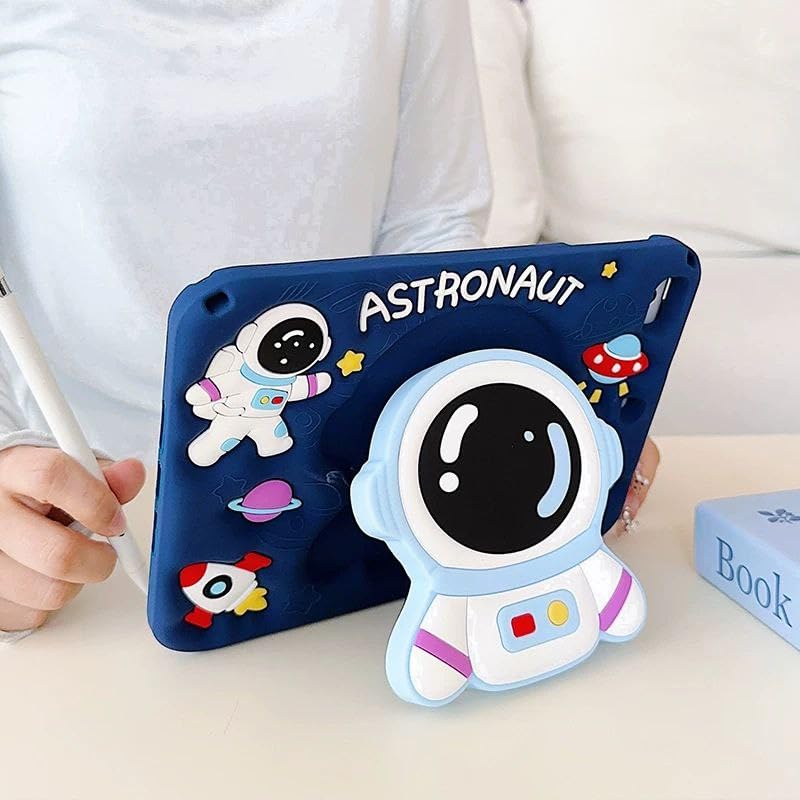 Eco Cartoon 3D Silicon Handle Stand Cover For iPad Pro 11-Inch M4 2024 (5th Generation), iPad 11 Pro Case 2022/2021/2020/2018 (3rd 2nd 4th Gen) Funda Case (With Rope) (Space Pop)