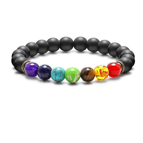 Cubahop 8mm Lava Rock 7 Chakras Aromatherapy Essential Oil Diffuser Bracelet Braided Rope Natural Stone Yoga Beads Bracelet Bangle for Women and Men