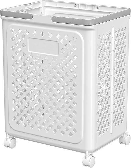 Foldable Laundry Basket With Lid And Wheels – 55L Large Capacity Storage Bin – Clothes Organizer Hamper For Home – Collapsible Fabric Laundry Bag With Handle – Jumbo Size