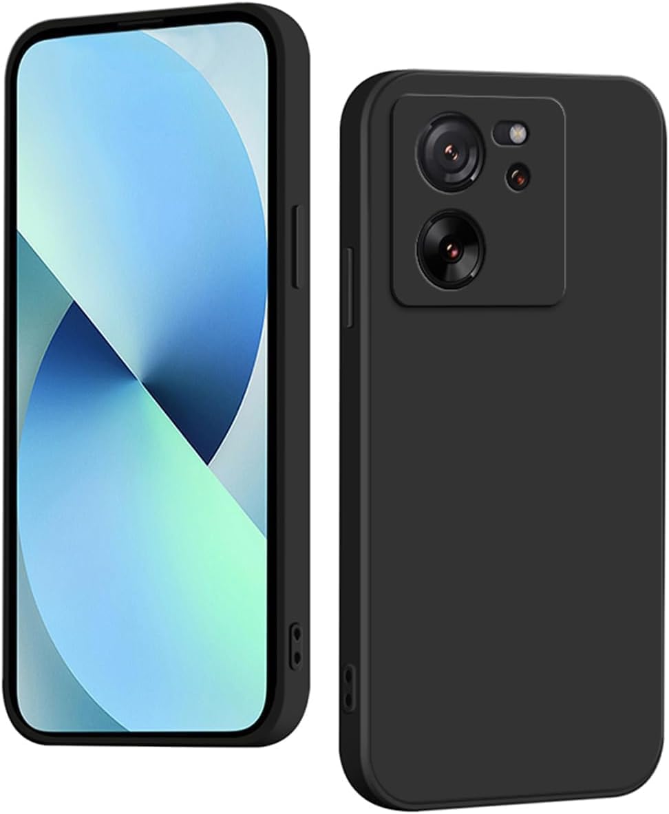 (MI 13T_ MI 13T PRO) Shockproof Silicone Back Case Cover with Fur Lined Interior and Full Camera Protection Compatible with Xiaomi Redmi 13T / 13T Pro (Black)