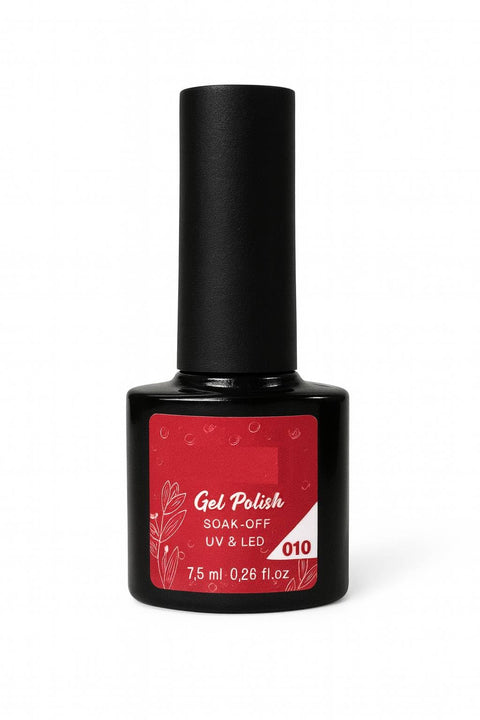 7.5ML Gel Nail Polish – Pure Red Shade 010 – Same Color Bottle, Smooth Application, Glossy Finish, Soak Off UV/LED Nail Color for Nail Art, Manicure, Salon & DIY Home Use