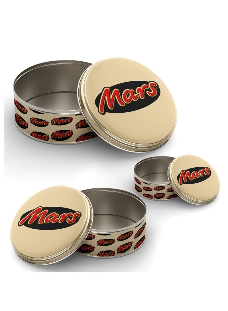 Plan A Set of Metal Cake Chocolate Biscuit Food Storage Box Round Boxes Different Sizes Easy to Carry and Store Stackable Biscuit Food Storage Boxes (Mars)