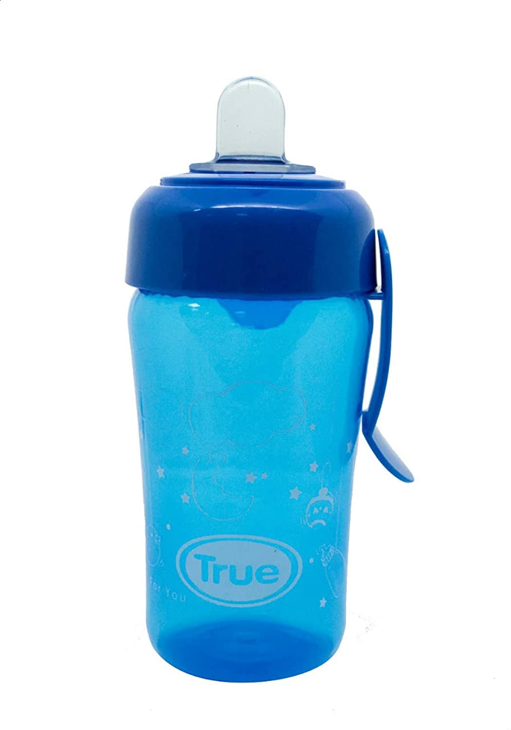 True Training Cup with Silicone Spout and Cover, 300 ml - Blue