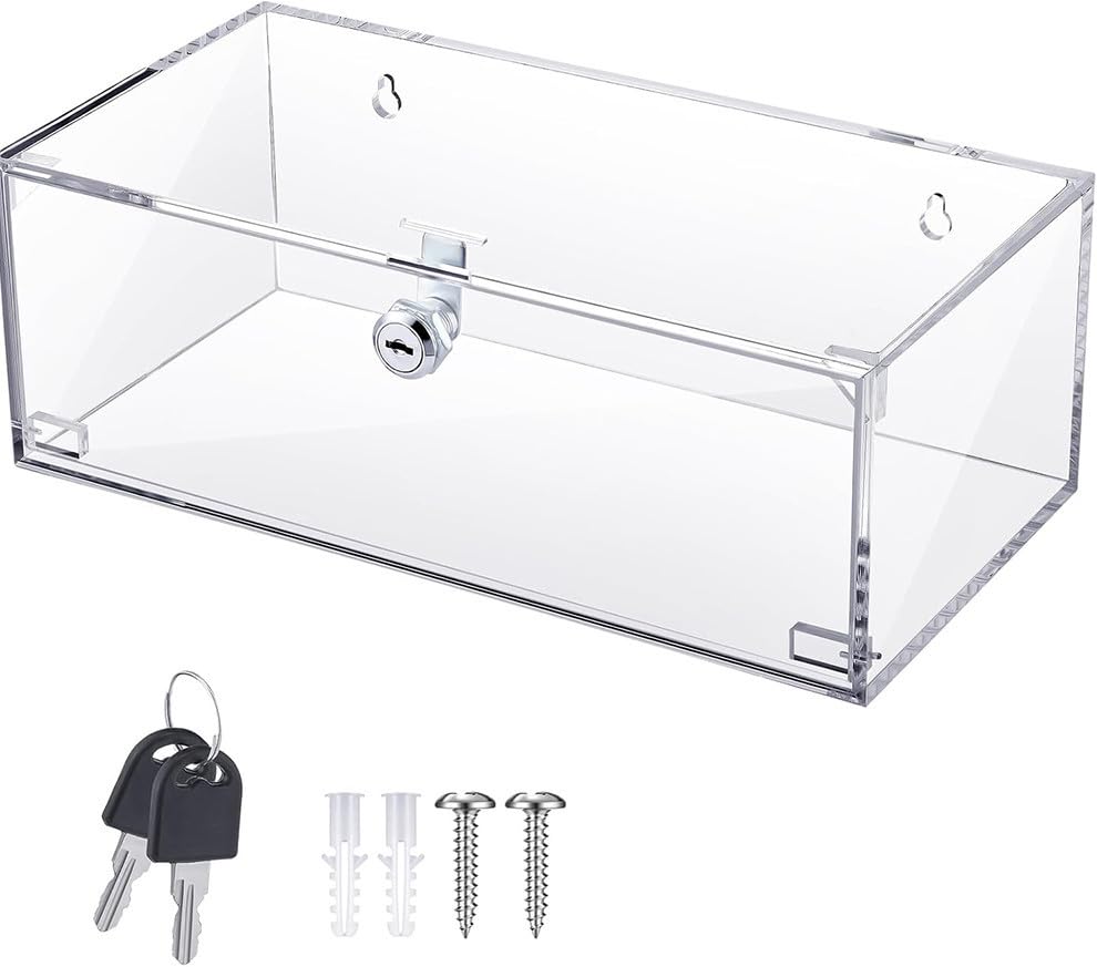 Best Media Acrylic Refrigerator Medicine Lock Box with Keys and Mounting Hardware, Wall Mount Locking Cabinet for Medicine Storage – 30.5 × 15.2 × 11.4 – Clear
