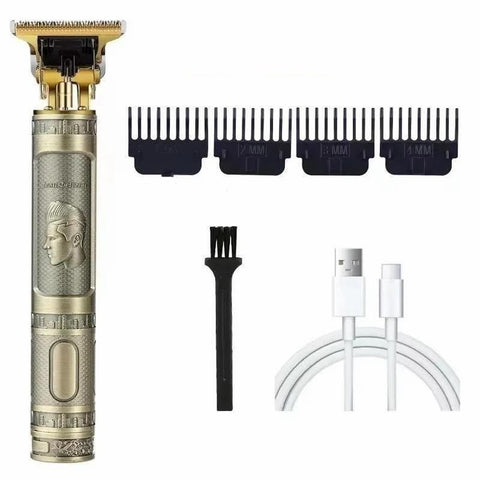 Professional Hair Clipper - Rechargeable Cordless Hair Clipper - Beard & Mustache Trimmer - Shipped with Type C Cable (Gold)