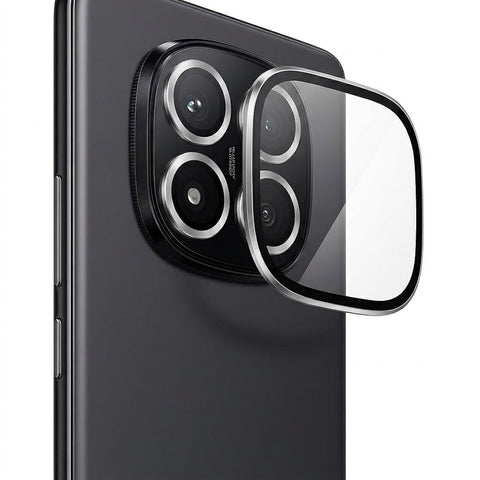 Dl3 Mobilak Camera Lens Protector for Xiaomi Redmi Note 14 Pro+ Plus 5G Accessories, 9H Tempered Glass Metal Individual Ring Camera Cover Screen Protector, Case Friendly, Anti Scratch (Silver)