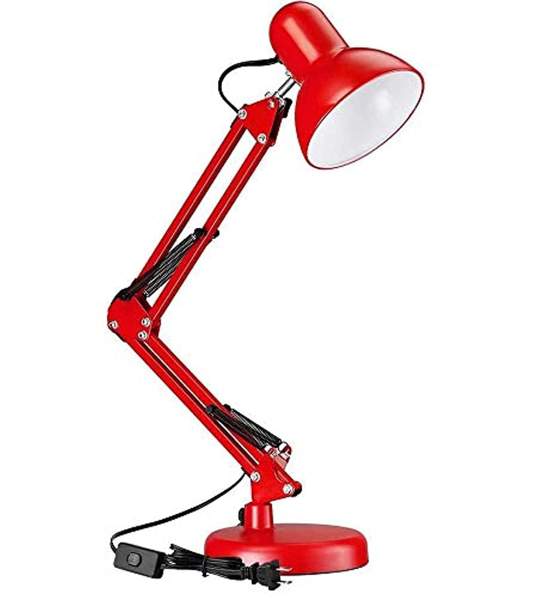 TECHZONE Adjustable Swing Arm Modern Desk Lamp – Classic Adjustable Arm Lighting with Long Reach, Dimmable LED Table Lamp for Home & Office Workspace (Red)