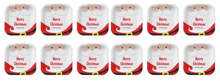 Party plates in distinctive shapes for Christmas, Santa Claus, size (24x24), pack of 12 pieces
