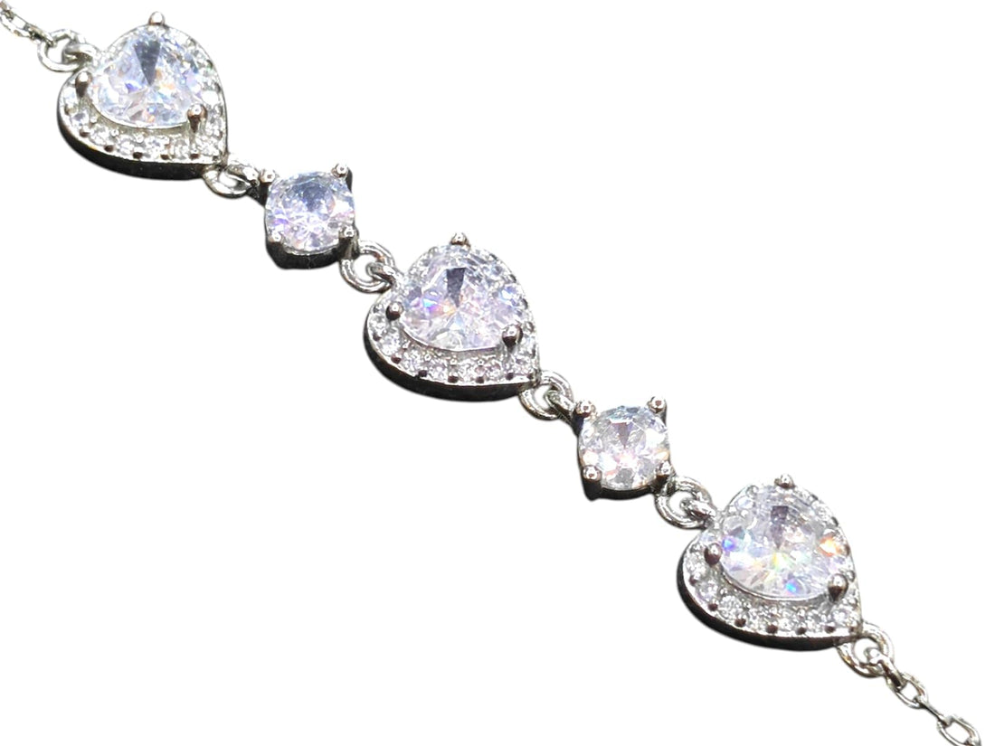 Women's 925 Swiss Silver White Gold Water Plated Bracelet ~ High Quality