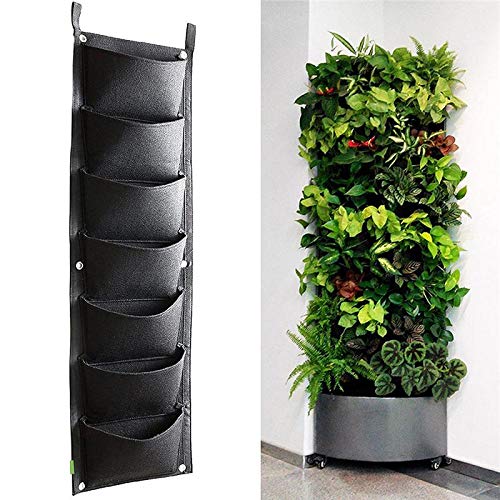 Vertical Garden Hanging Planters Pot, 7 Pockets Large Wall Planter Grow Bags, Gardening Vertical Greening Flower Container, Planting Storage Bags for Garden Courtyard Office Home Decoration