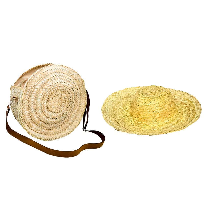 Summer Offer Round Bag Diameter 40cm Depth 35cm + Hat Gift Diameter 30cm Handmade 100% Natural by Jrid Al Nakhl