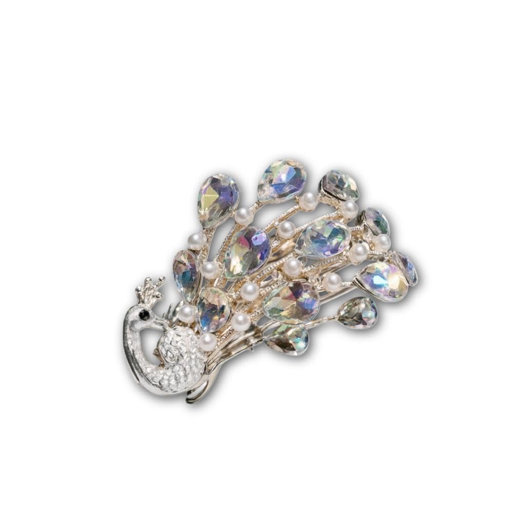Peacock Hair Claw - Crystal Embellished Clip with Secure Grip Lightweight Gold Design for Women (model 1)
