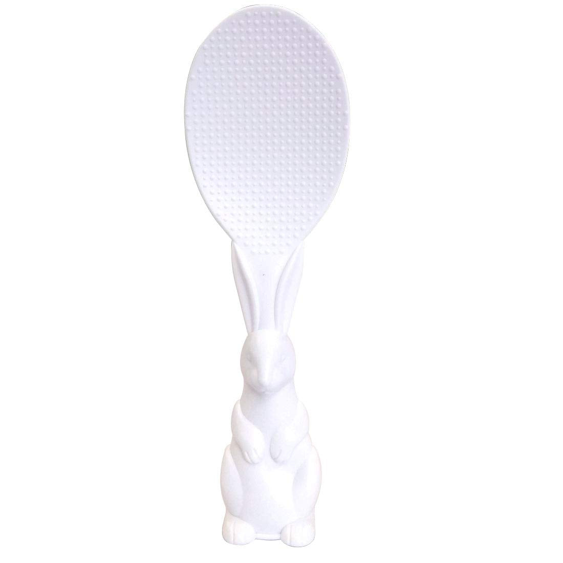 Cute Kitchen Non-Stick Rabbit Rice Paddle Spoon Tool, PP Shape Standing Rice Spoon 8-inch (White Rabbit)