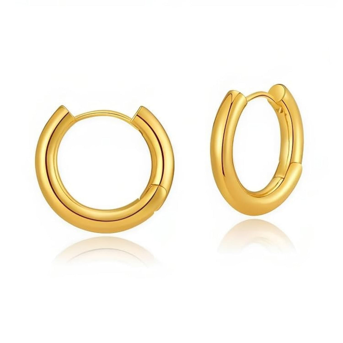 Gold colour Small Huggies Earring Women Middle Hoops Loops Circle Round Ring Ear Luxury Jewellery