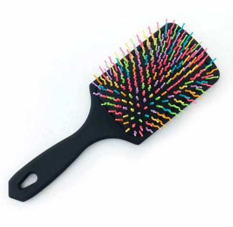 - Coloured Wavy Paddle Brush - Detangle Hair Brush for Women, Nylon Bristles, Hairbrush for Smoothing & Straightening -multicolor - 1pc