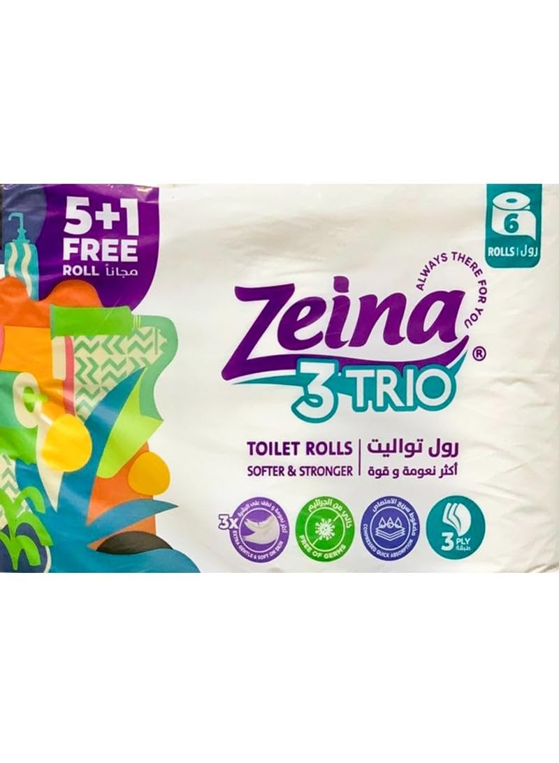 Toilet Trio Paper Roll - 6 Rolls