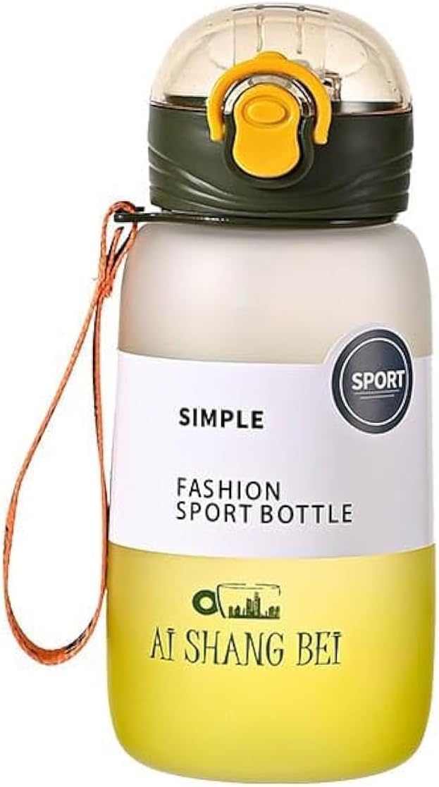 Downtown 850ml Gradient Sports Water Bottle with Strap, Yellow Hydration Bottle for Gym and Travel, Leakproof Reusable Drinkware with Volume Markers for Fitness and Outdoor Use
