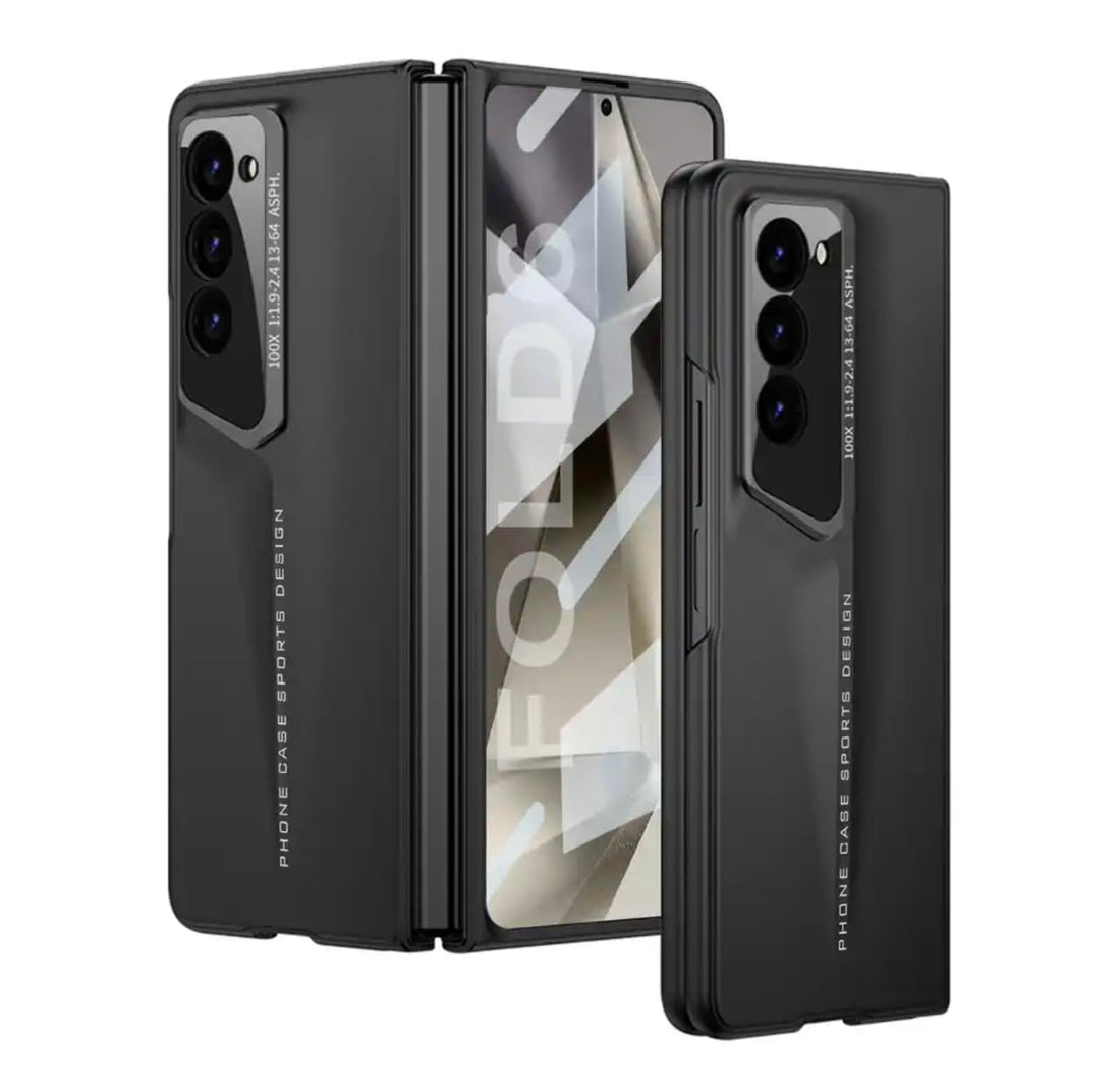 فكرة Fekra Hard PC with Screen Protector Shockproof Phone Cover for Samsung Galaxy Z Fold 6 Case Z Fold6 Covers (Rugged Black)
