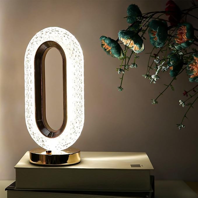 Acrylic Crystal Table Lamp Gold 3 Lighting Modes Touch Dimming LED Desk Lamp