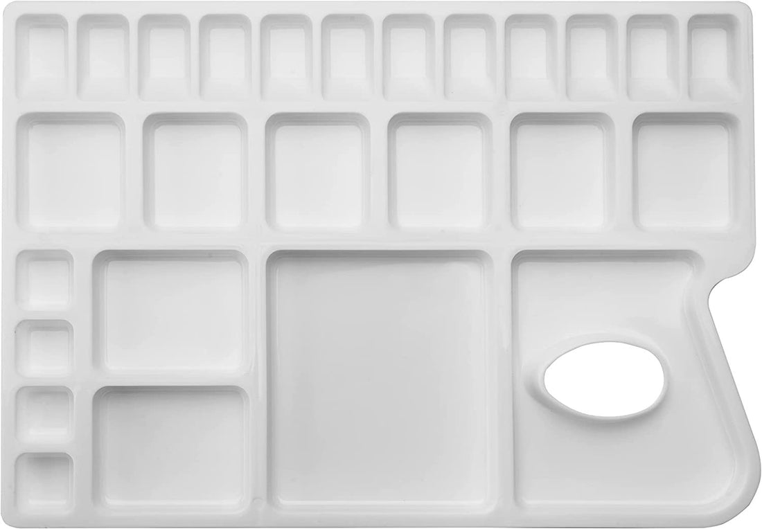 KRYTONE�Paint Pallet Tray, Painting Pallete, 25 Wells Color Mixing Pallete/Paint Trays for Kids, Plastic Palette, Paint Pallets for Kids, Paint Tray, Paint Palette, Painting Supplies White (K035)