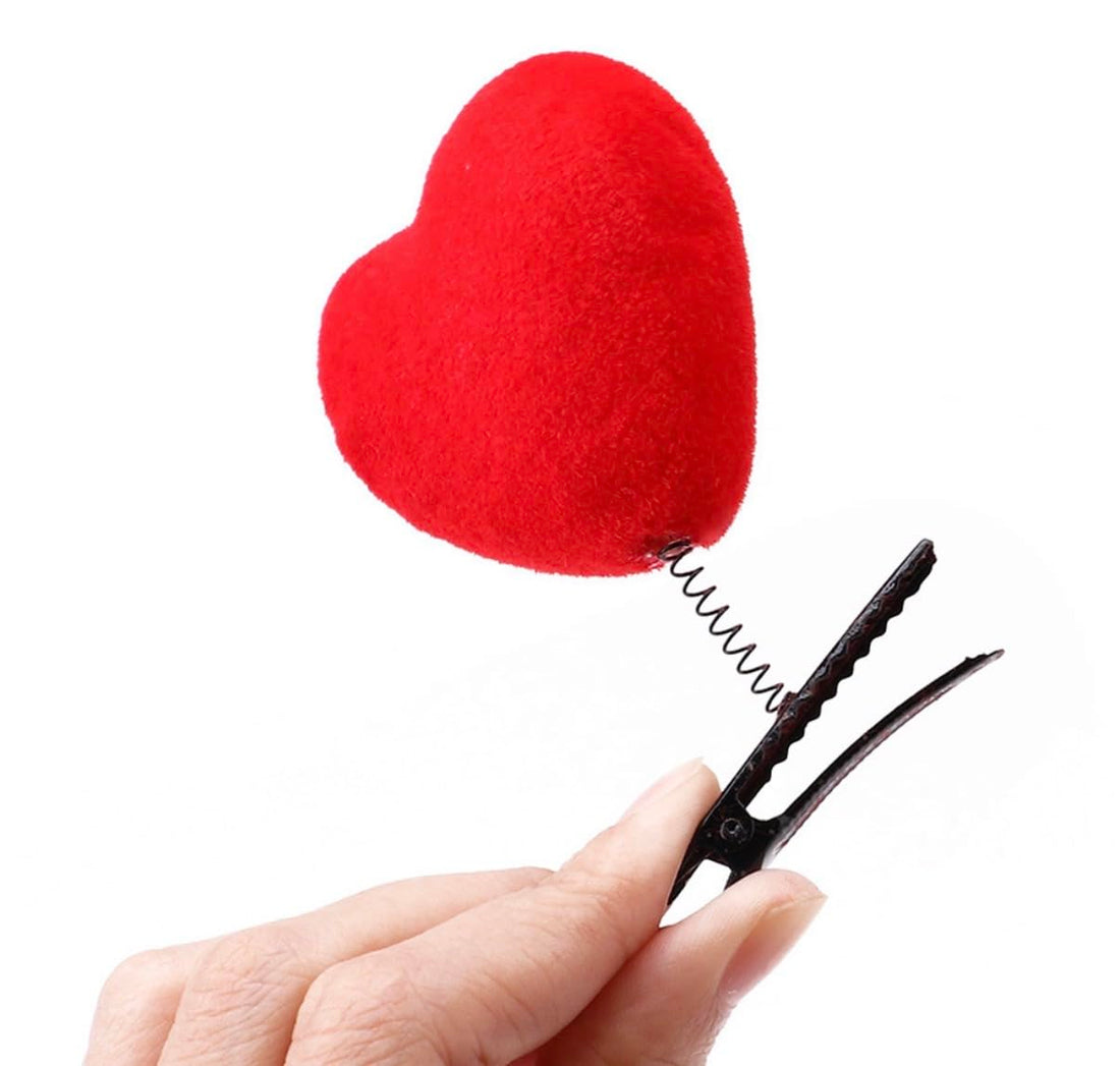 Red Heart Hair Clip, Plush Spring Hairpin, Party Hair Accessory for Children