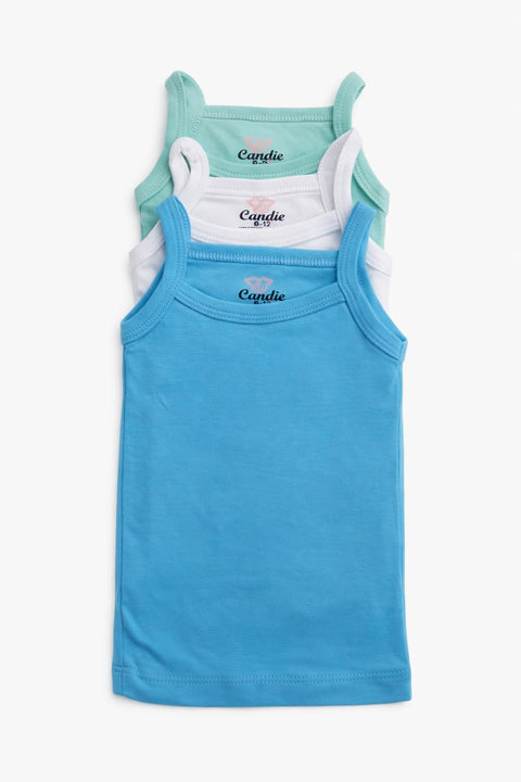 Candie Baby Sleeveless T-Shirts (Narrow Strap), Cotton (Boy Pack, 3-6 M)