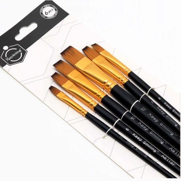 S and A No. A6118F Keep Smiling Painting Brush with Matted Bristles 6-Piece Set, No. 2/4/6/8/10/12