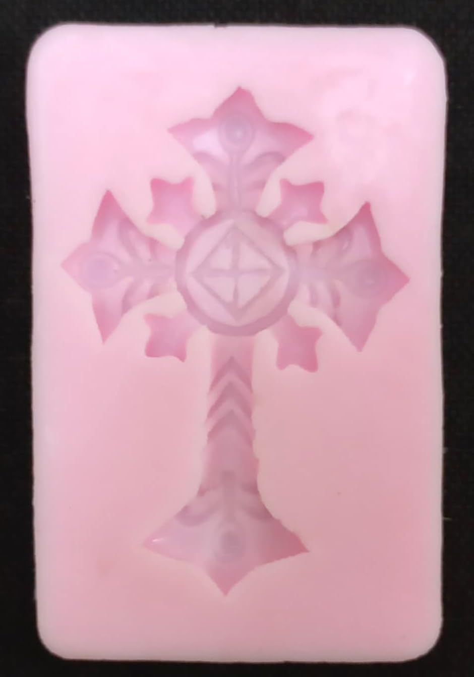 Pink Silicone Mold, Decorative Cross Mold, DIY Craft Mold, Soap Candle Making Mold