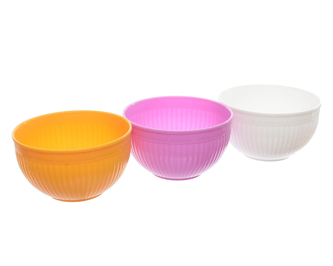 Al-Hazaz Plastic Fresh Medium Mixing & Storage Bowl 3-Piece Set with Airtight Lids Premium Kitchen Prep Bowls with Pour Spout - Multicolor