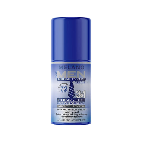 Melano Deodorant Cream for Men, Lightening Effect, High Protection, Reduce Hair Growth, 72 Hours, Suitable for Sensitive Skin