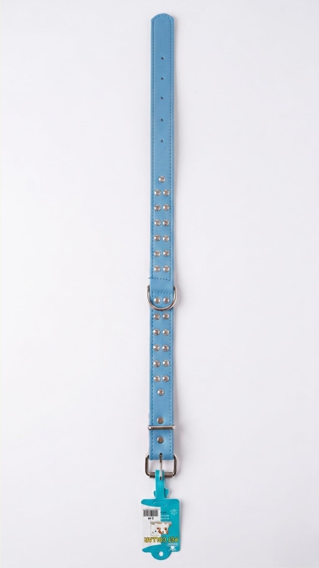 Pet Collar for Dogs, Blue, L-XL Size, Double Studded Design, Adjustable Buckle