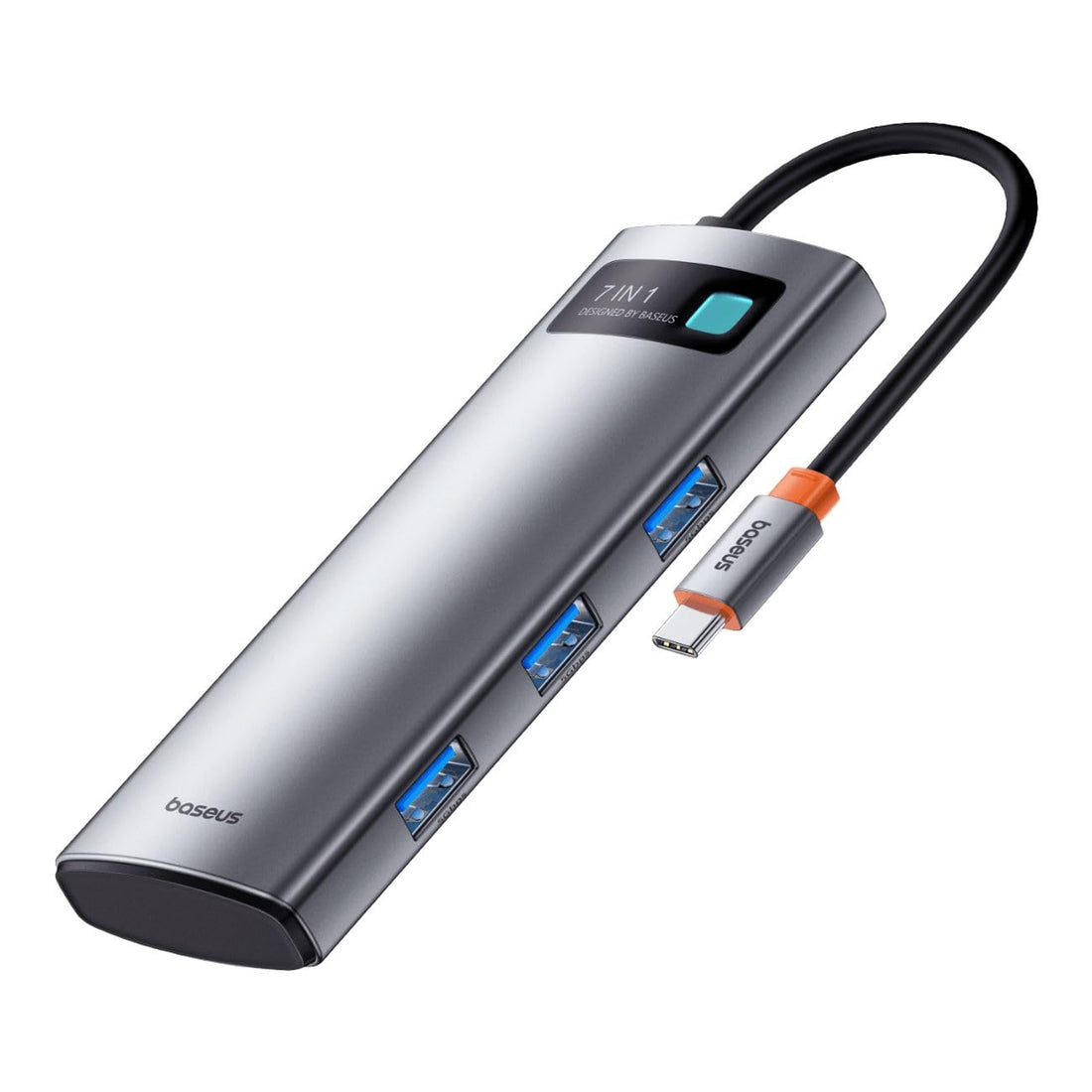 Baseus Metal Gleam Series 7-in-1 USB-C to HDMI 4K Multiport Hub, Grey