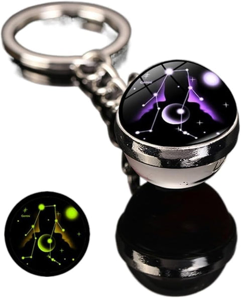 Luminous Planet Keychain Set for Bags and Keys, Glow in The Dark Galaxy Glass Pendant Charms with Metal Frame, Random Space Designs Accessories, 5 Pack